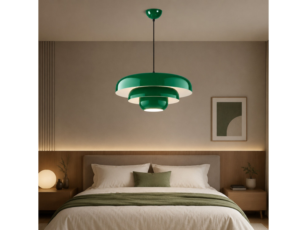 Lampada a sospensione in metallo "Layer" - 43 x 43 cm - Verde scuro