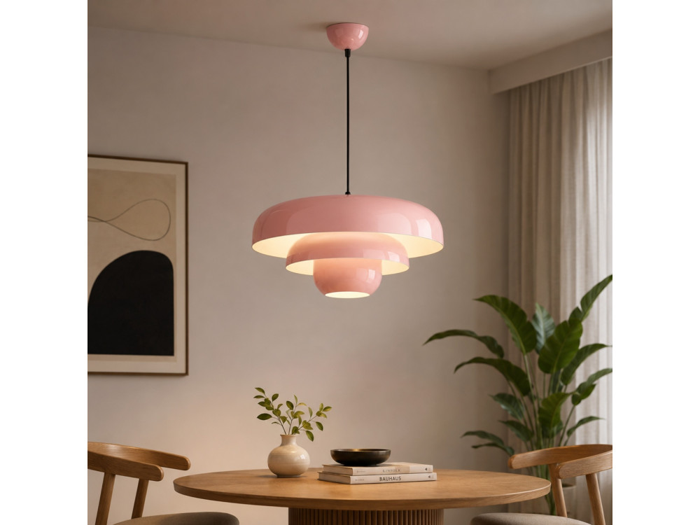 Lampada a sospensione in metallo "Layer" - 43 x 43 cm - Rosa