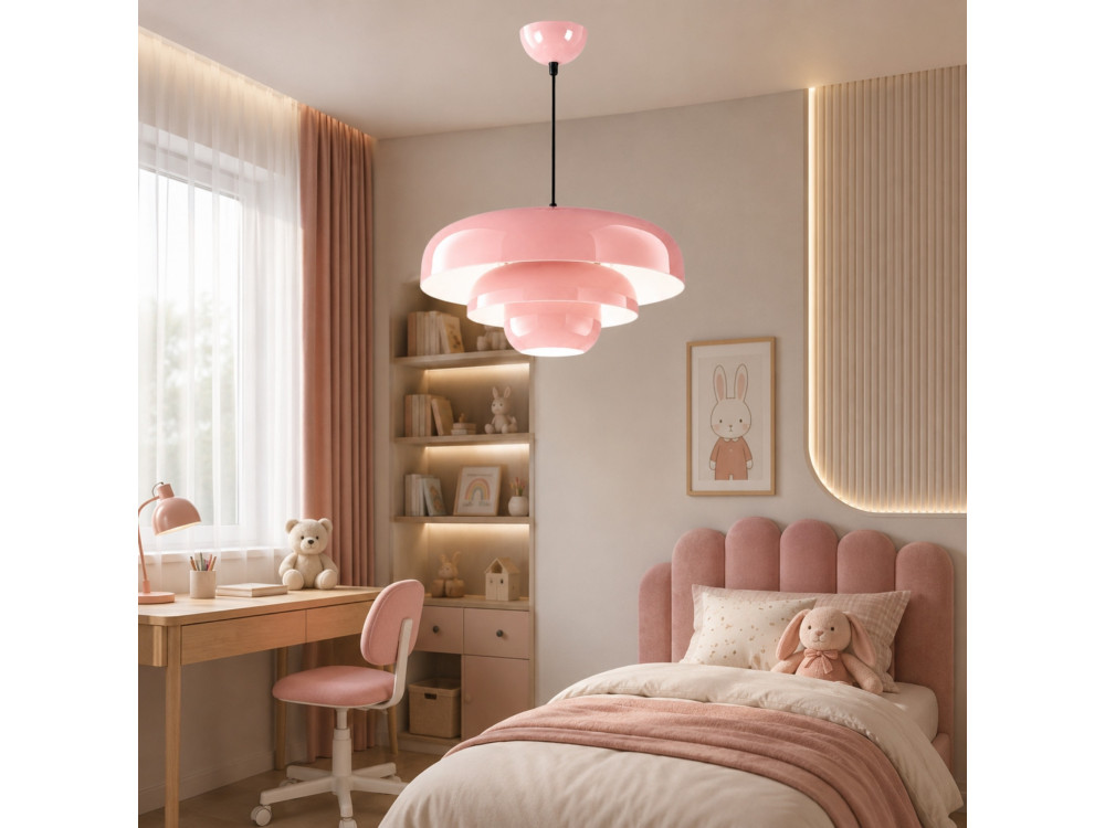 Lampada a sospensione in metallo "Layer" - 43 x 43 cm - Rosa