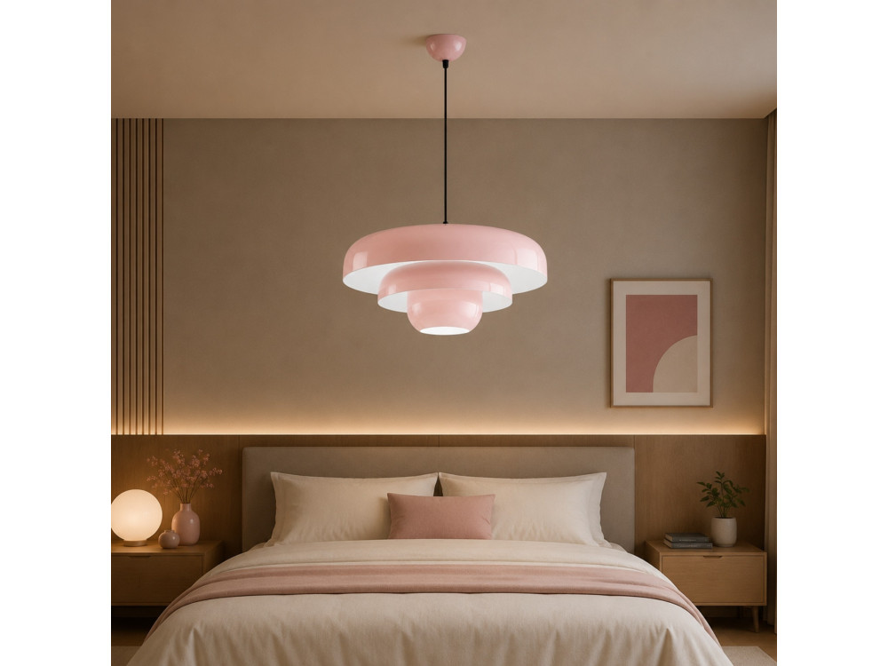 Lampada a sospensione in metallo "Layer" - 43 x 43 cm - Rosa
