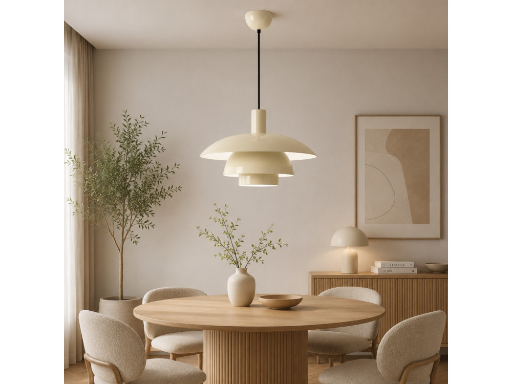 Lampada a sospensione in metallo "Layer" - 45 x 45 cm - Beige