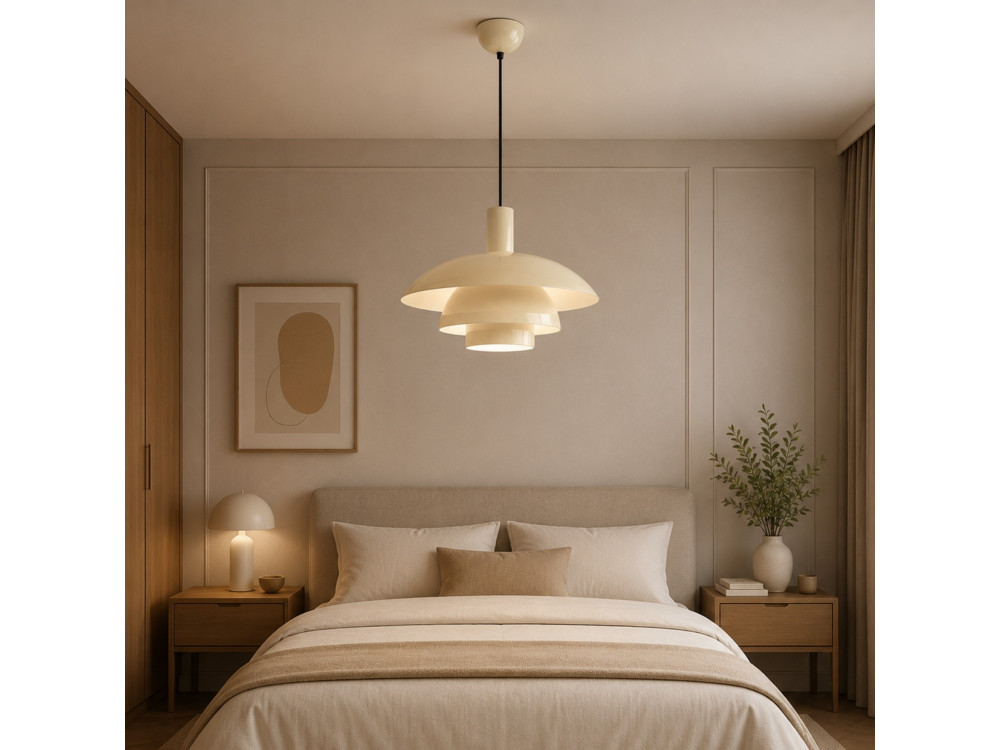 Lampada a sospensione in metallo "Layer" - 45 x 45 cm - Beige