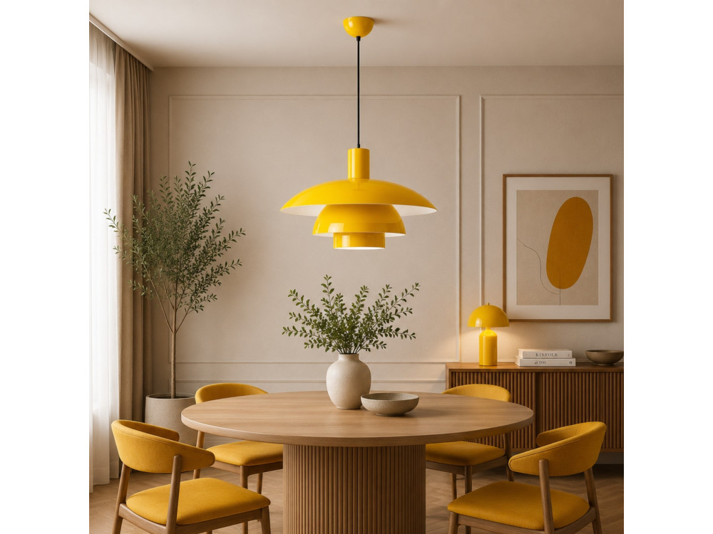 Lampada a sospensione in metallo "Layer" - 45 x 45 cm - Giallo
