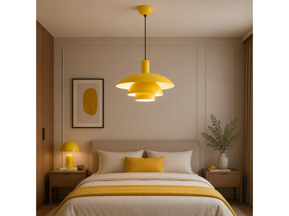 Lampada a sospensione in metallo "Layer" - 45 x 45 cm - Giallo