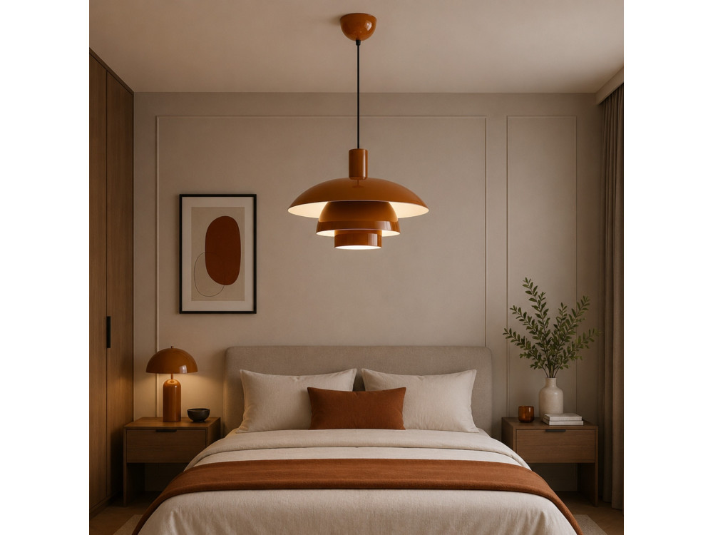 Lampada a sospensione in metallo "Layer" - 45 x 45 cm - Marrone
