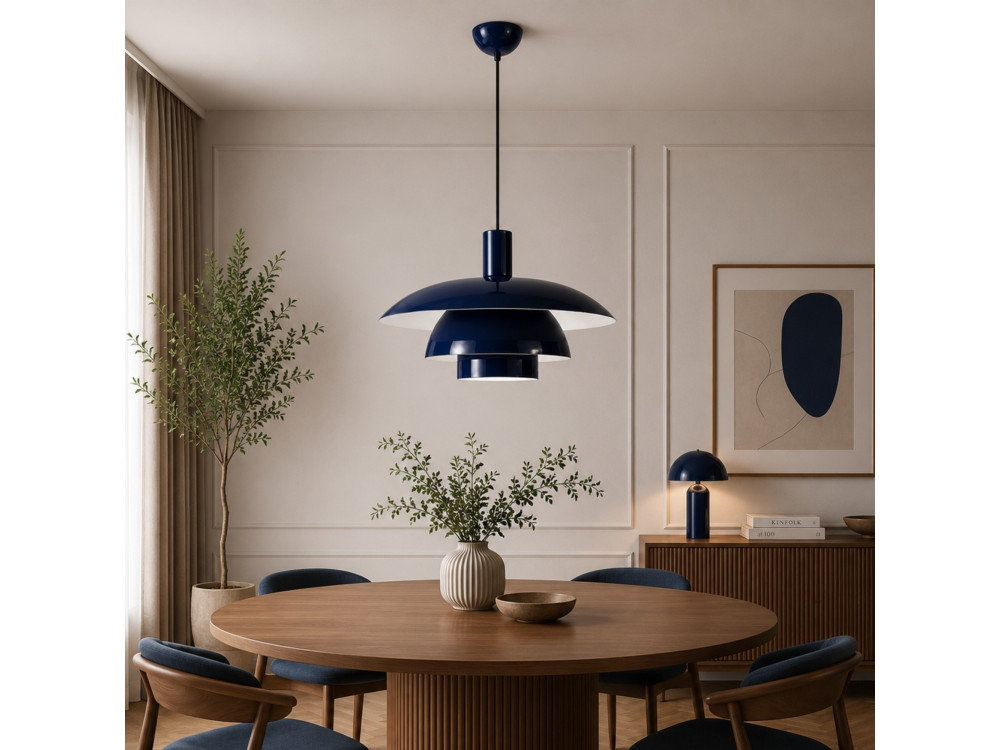 Lampada a sospensione in metallo "Layer" - 45 x 45 cm - Blu marino