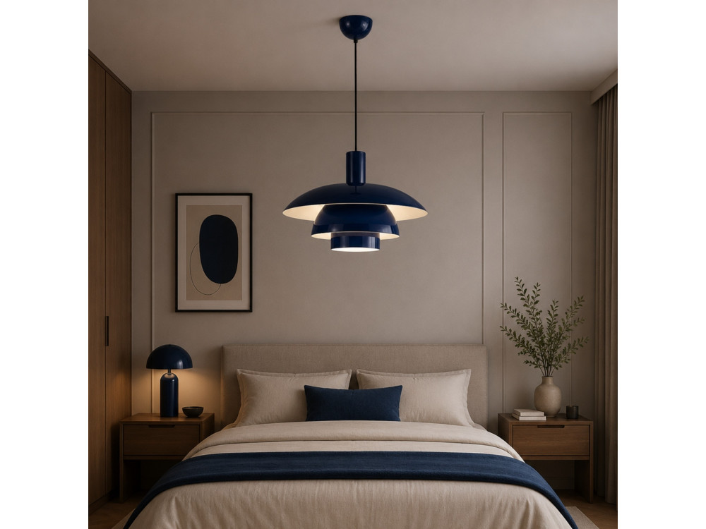 Lampada a sospensione in metallo "Layer" - 45 x 45 cm - Blu marino