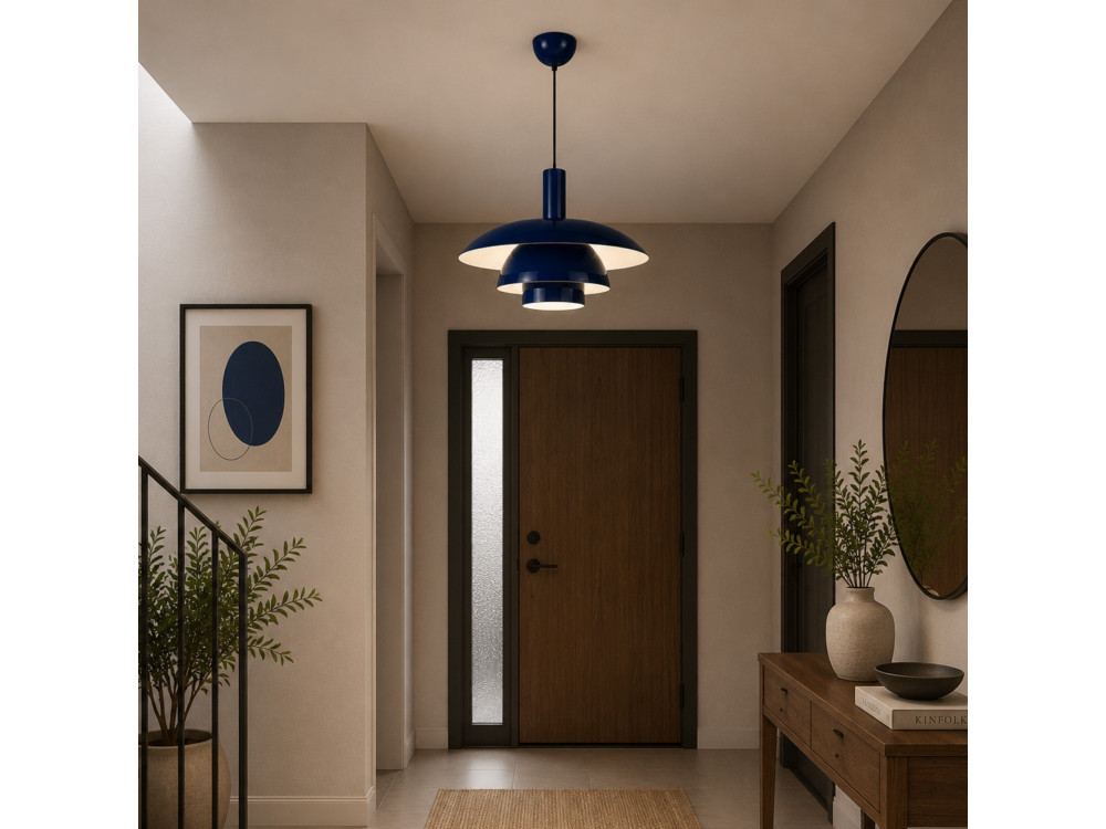 Lampada a sospensione in metallo "Layer" - 45 x 45 cm - Blu marino