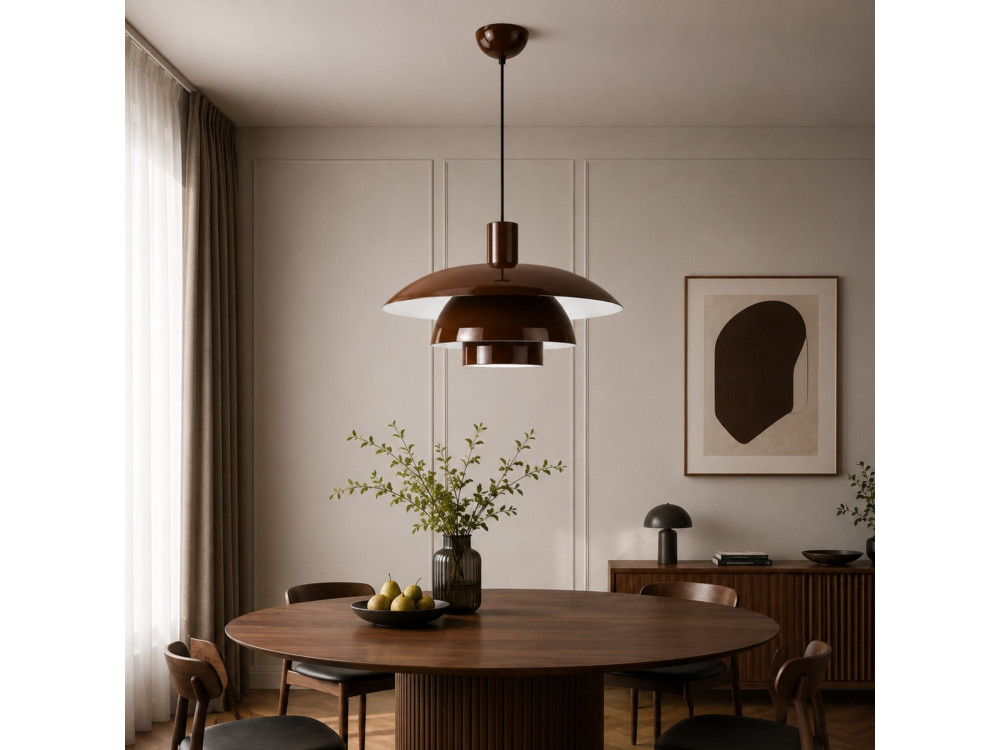 Lampada a sospensione in metallo "Layer" - 45 x 45 cm - Marrone