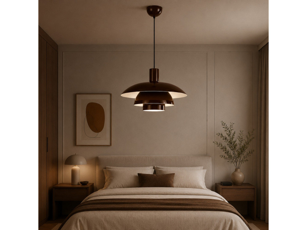 Lampada a sospensione in metallo "Layer" - 45 x 45 cm - Marrone