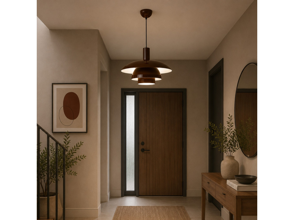 Lampada a sospensione in metallo "Layer" - 45 x 45 cm - Marrone