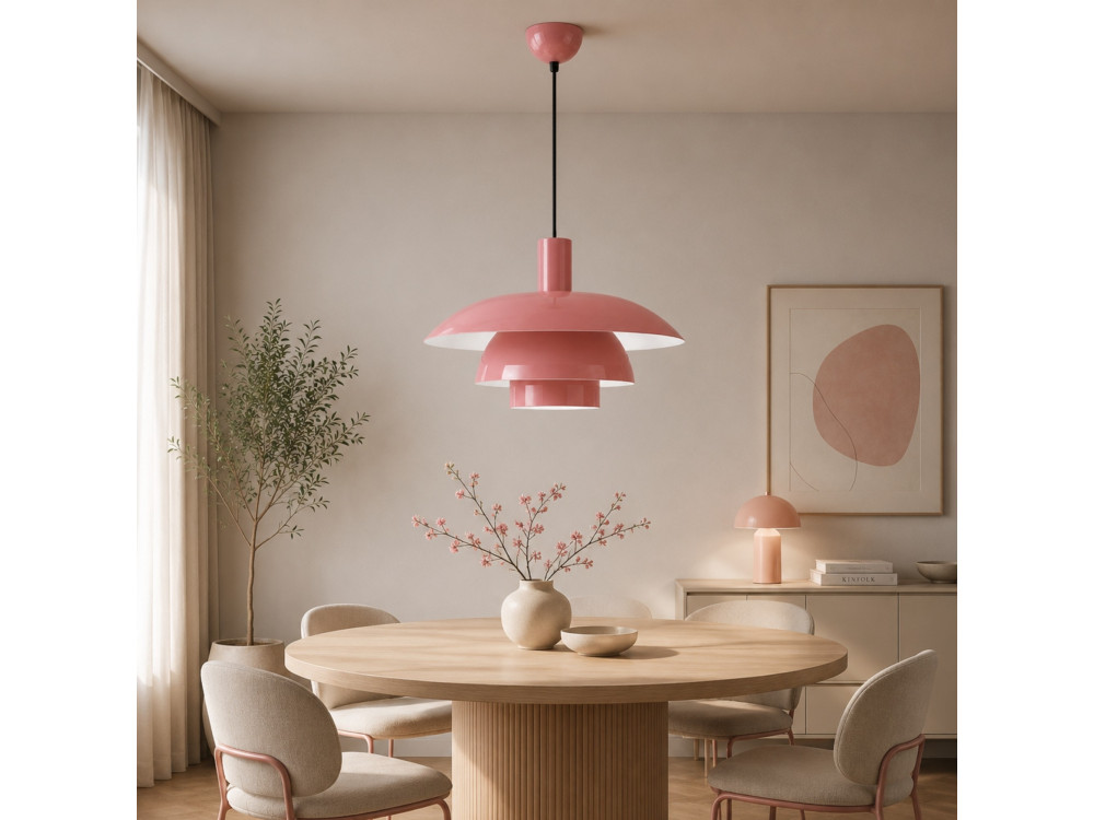 Lampada a sospensione in metallo "Layer" - 45 x 45 cm - Rosa
