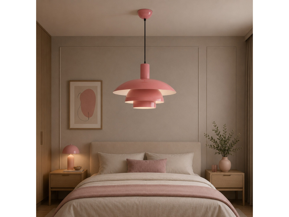 Lampada a sospensione in metallo "Layer" - 45 x 45 cm - Rosa
