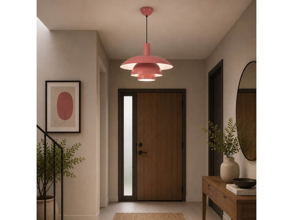 Lampada a sospensione in metallo "Layer" - 45 x 45 cm - Rosa