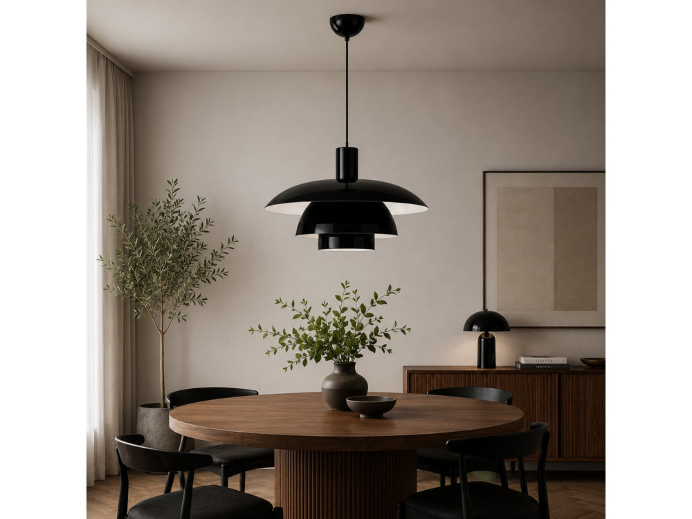 Lampada a sospensione in metallo "Layer" - 45 x 45 cm - Nero