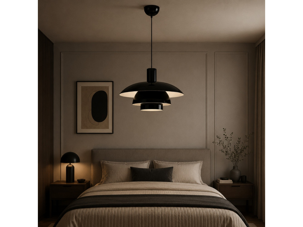 Lampada a sospensione in metallo "Layer" - 45 x 45 cm - Nero