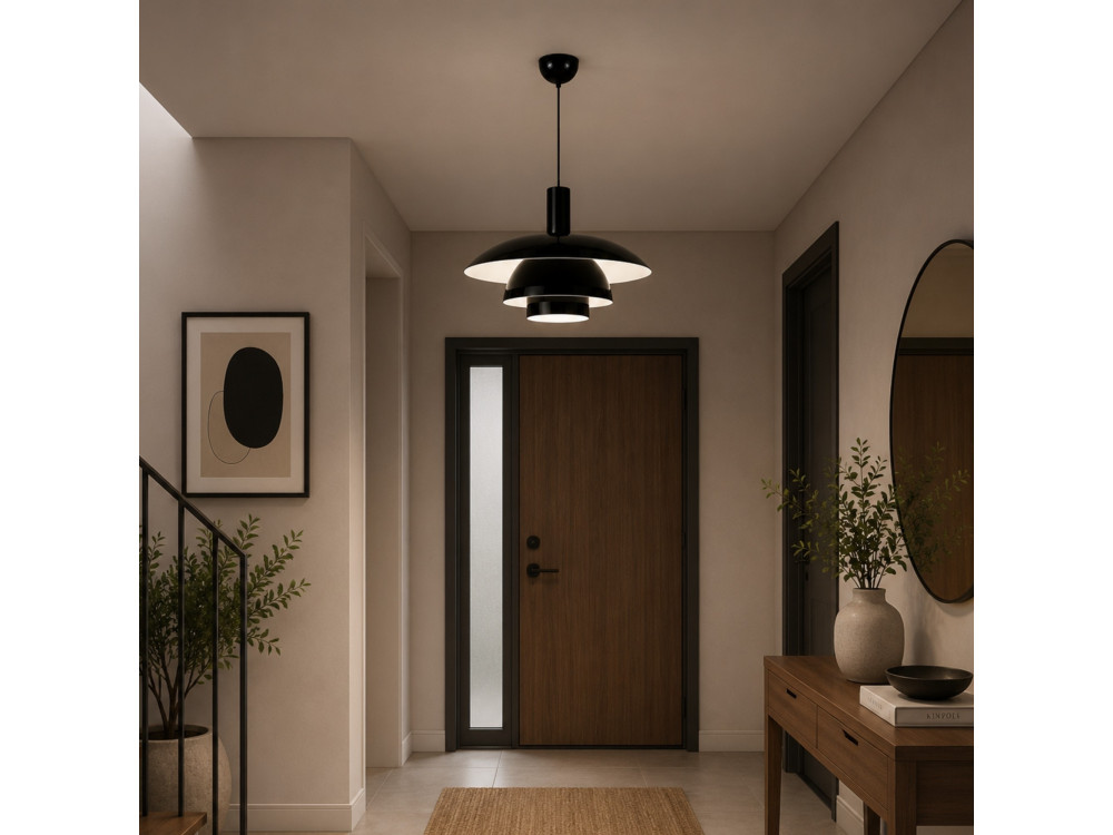Lampada a sospensione in metallo "Layer" - 45 x 45 cm - Nero