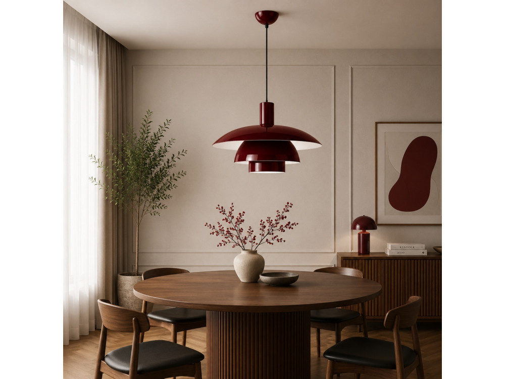 Lampada a sospensione in metallo "Layer" - 45 x 45 cm - Bordeaux