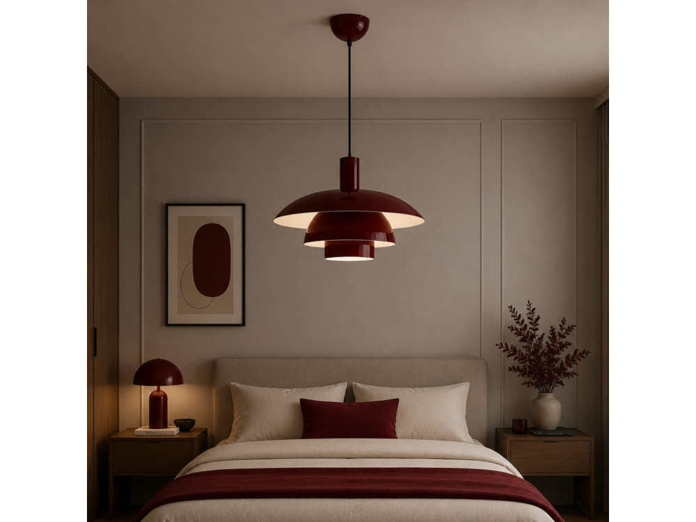 Lampada a sospensione in metallo "Layer" - 45 x 45 cm - Bordeaux