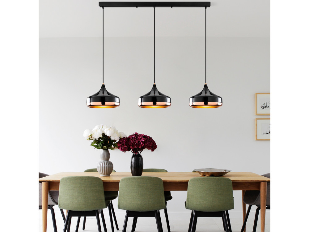 Lampadario in metallo "Yildo" - 146 x 36 cm - Nero