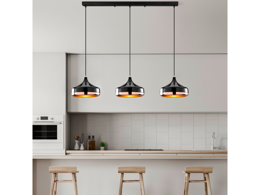 Lampadario in metallo "Yildo" - 146 x 36 cm - Nero