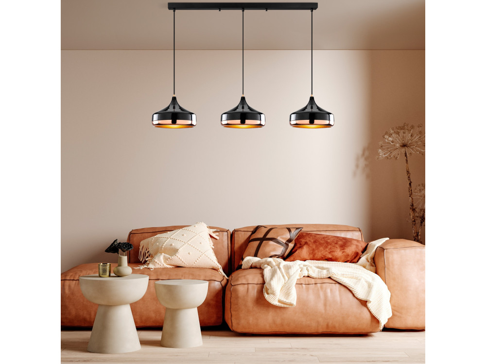 Lampadario in metallo "Yildo" - 146 x 36 cm - Nero