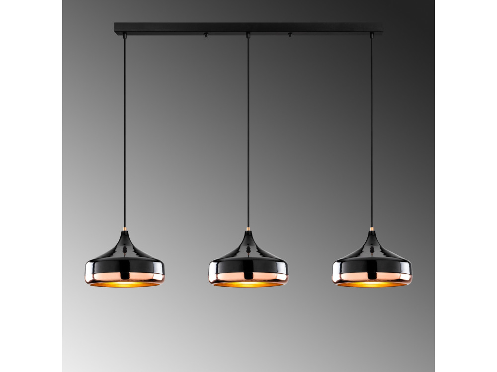 Lampadario in metallo "Yildo" - 146 x 36 cm - Nero