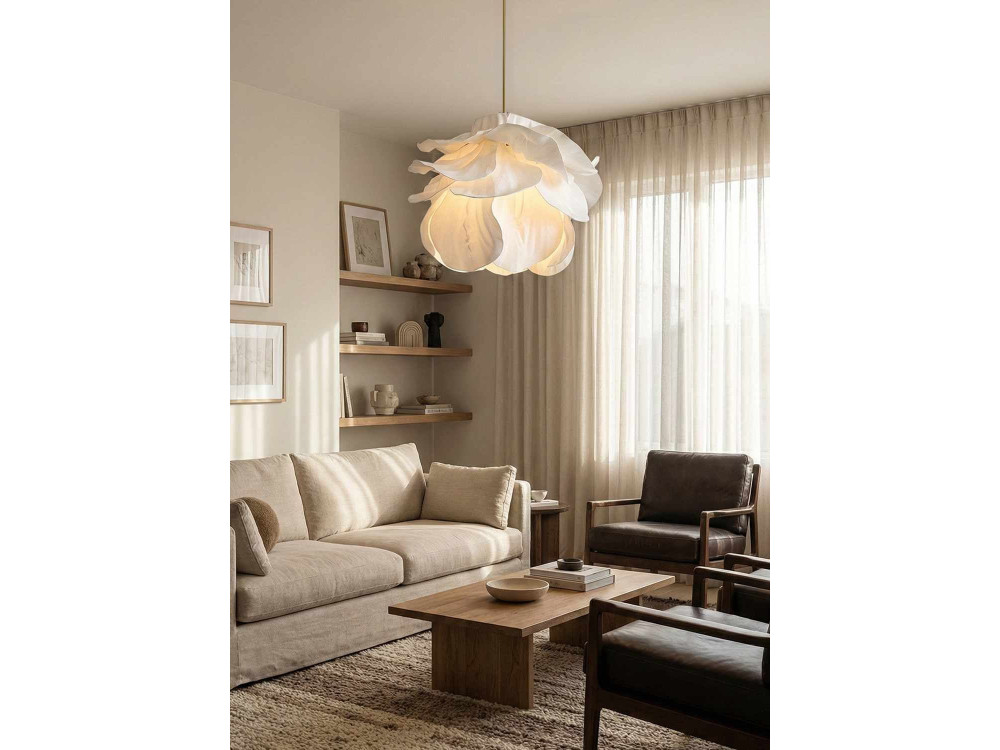 Lampada a sospensione in plastica "MOD0007" - 48 x 48 cm - Bianco