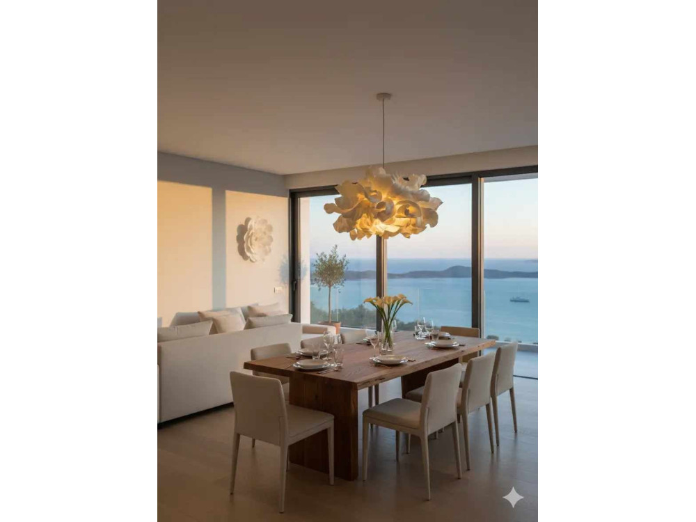 Lampada a sospensione in plastica "MOD0018" - 48 x 48 cm - Crema