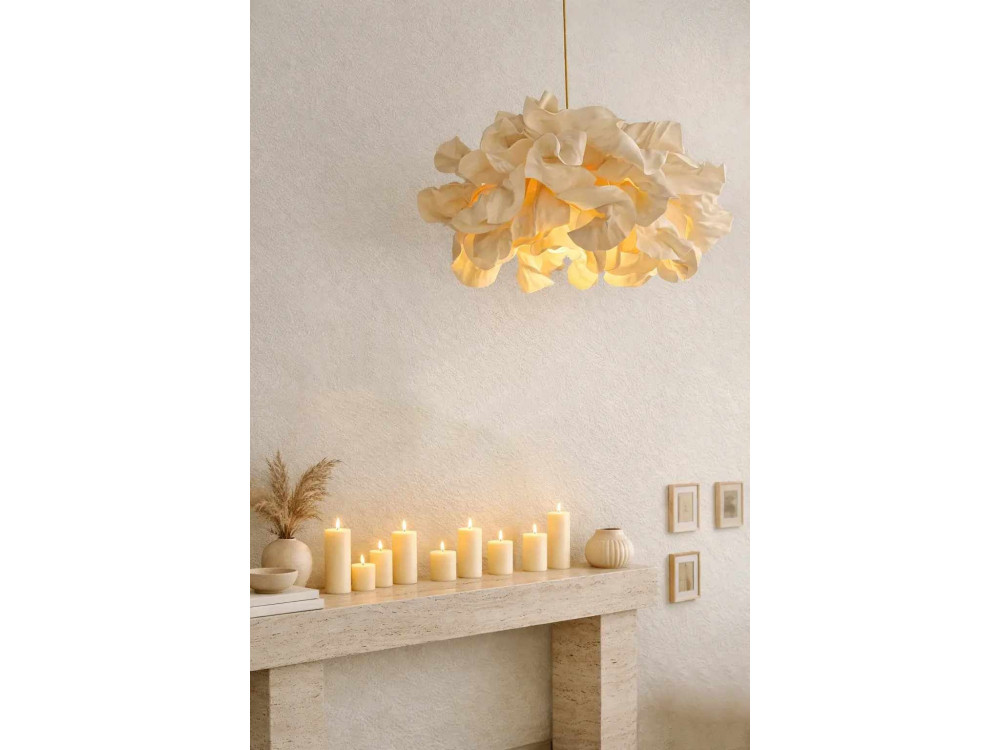 Lampada a sospensione in plastica "MOD0018" - 48 x 48 cm - Crema