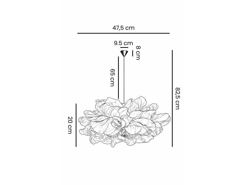 Lampada a sospensione in plastica "MOD0018" - 48 x 48 cm - Crema