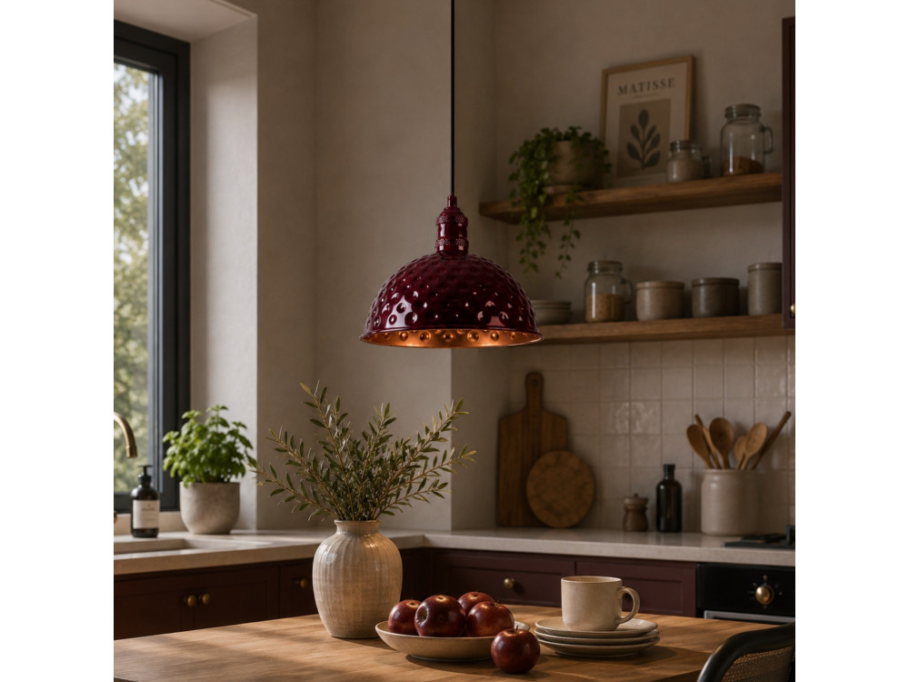 Lampada a sospensione in metallo "Echo" - 26 x 26 cm - Bordeaux