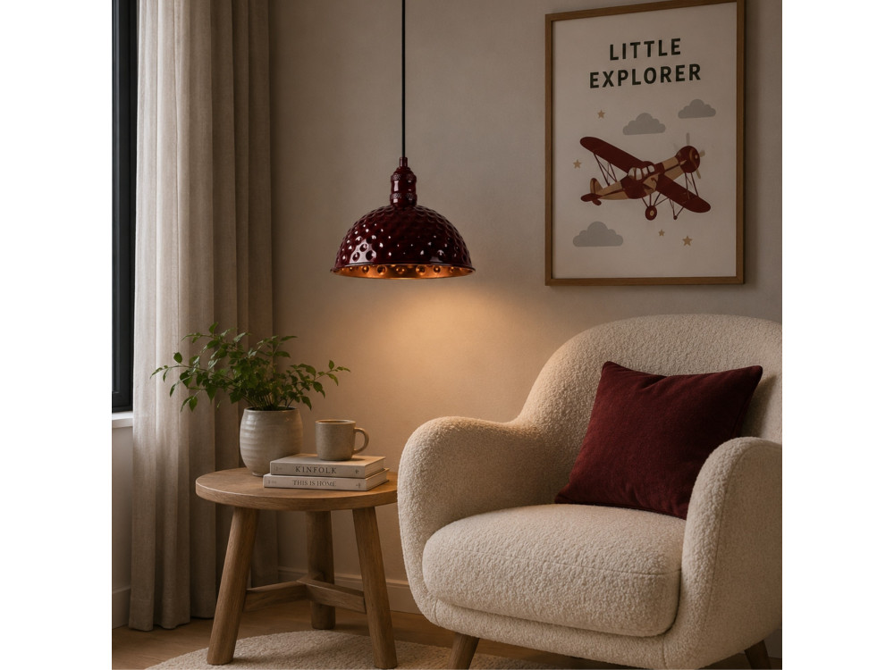 Lampada a sospensione in metallo "Echo" - 26 x 26 cm - Bordeaux
