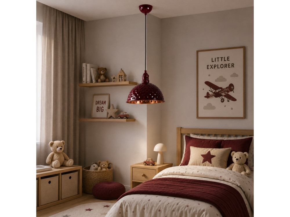 Lampada a sospensione in metallo "Echo" - 26 x 26 cm - Bordeaux