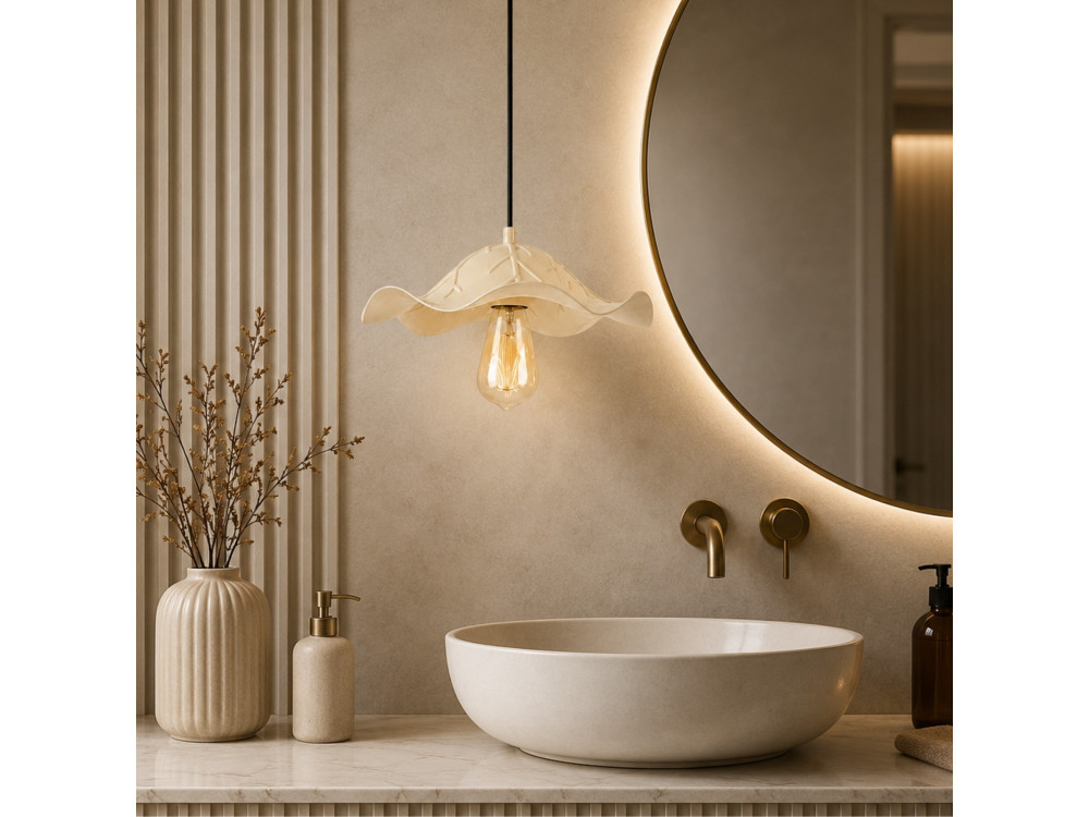 Lampada a sospensione in metallo "Liana" - 29 x 29 cm - Beige