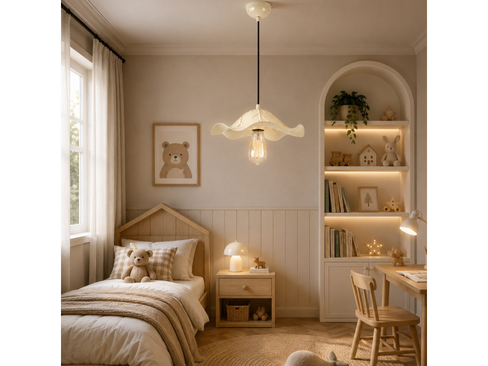 Lampada a sospensione in metallo "Liana" - 29 x 29 cm - Beige