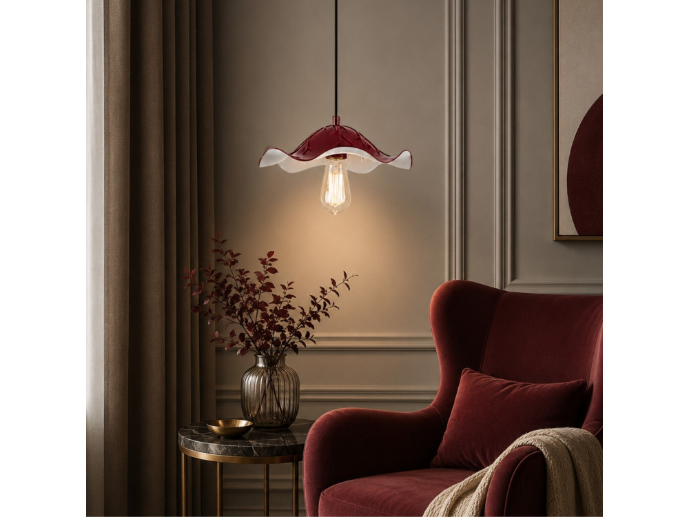 Lampada a sospensione in metallo "Liana" - 29 x 29 cm - Bordeaux