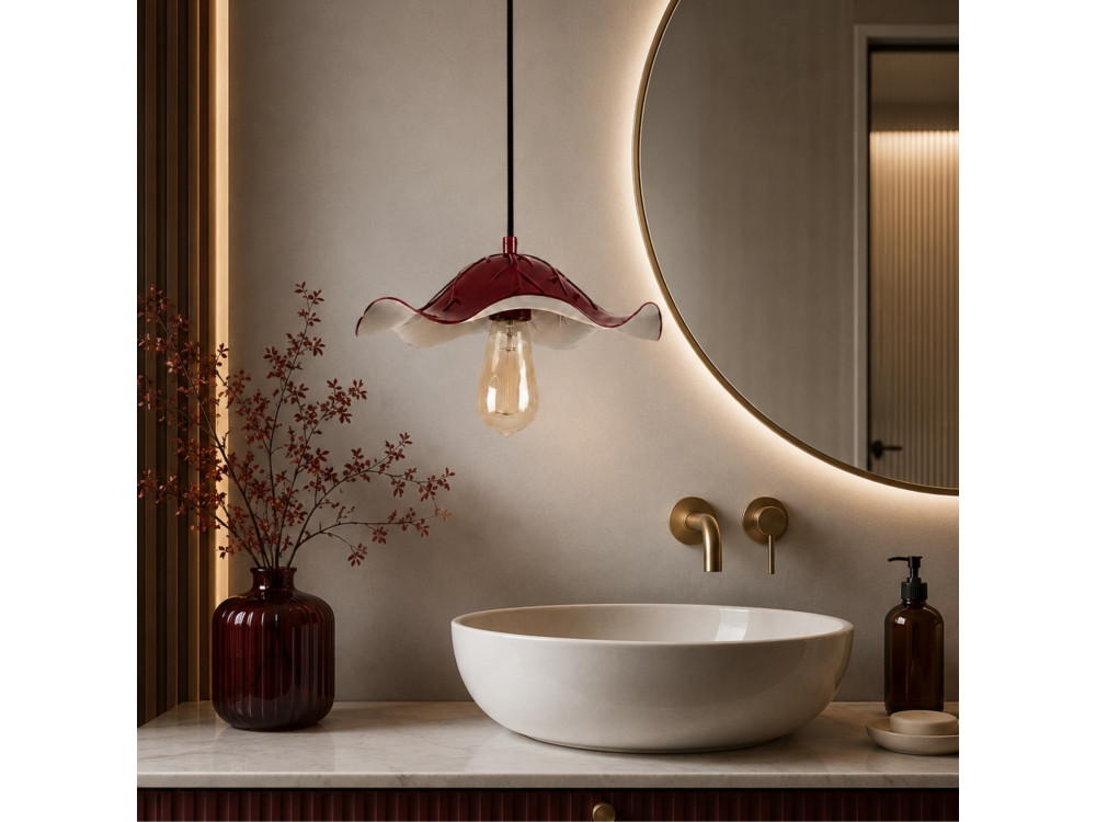 Lampada a sospensione in metallo "Liana" - 29 x 29 cm - Bordeaux
