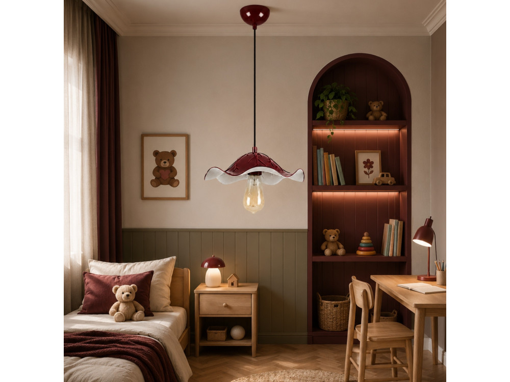 Lampada a sospensione in metallo "Liana" - 29 x 29 cm - Bordeaux