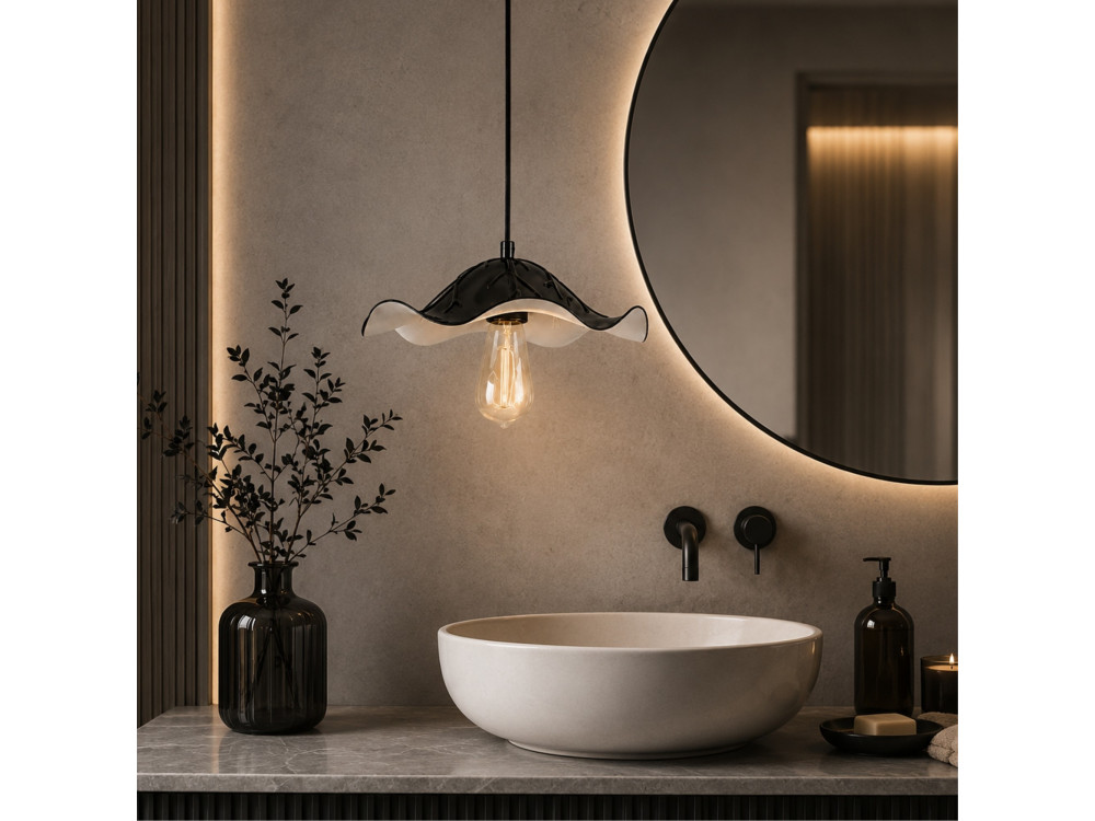 Lampada a sospensione in metallo "Liana" - 29 x 29 cm - Nero