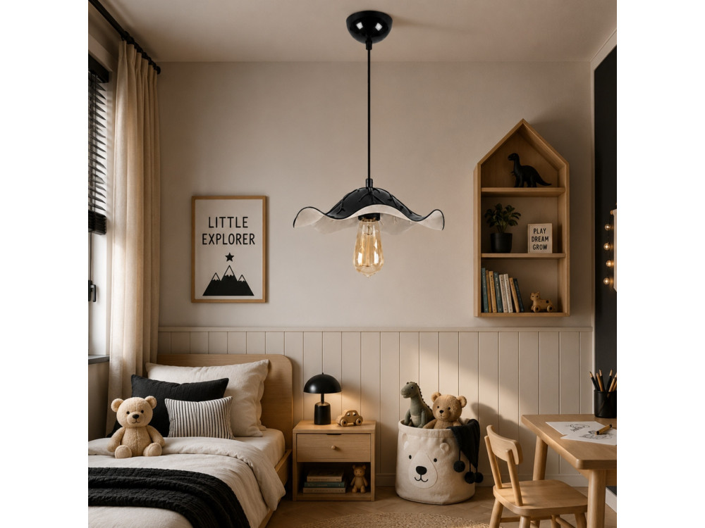 Lampada a sospensione in metallo "Liana" - 29 x 29 cm - Nero