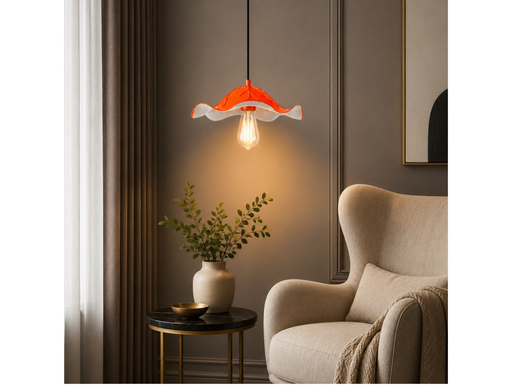 Lampada a sospensione in metallo "Liana" - 29 x 29 cm - Arancione