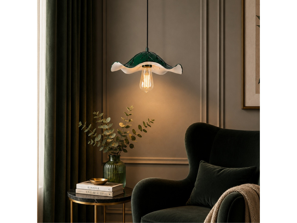 Lampada a sospensione in metallo "Liana" - 29 x 29 cm - Verde scuro