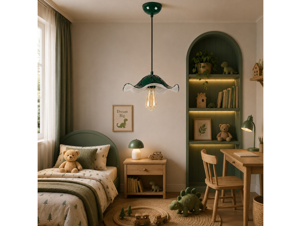 Lampada a sospensione in metallo "Liana" - 29 x 29 cm - Verde scuro