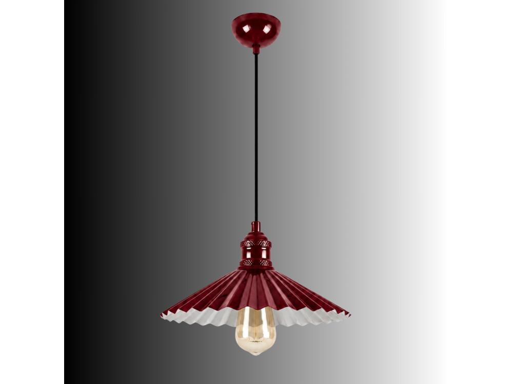Lampada a sospensione in metallo "Plise" - 32 x 32 cm - Bordeaux