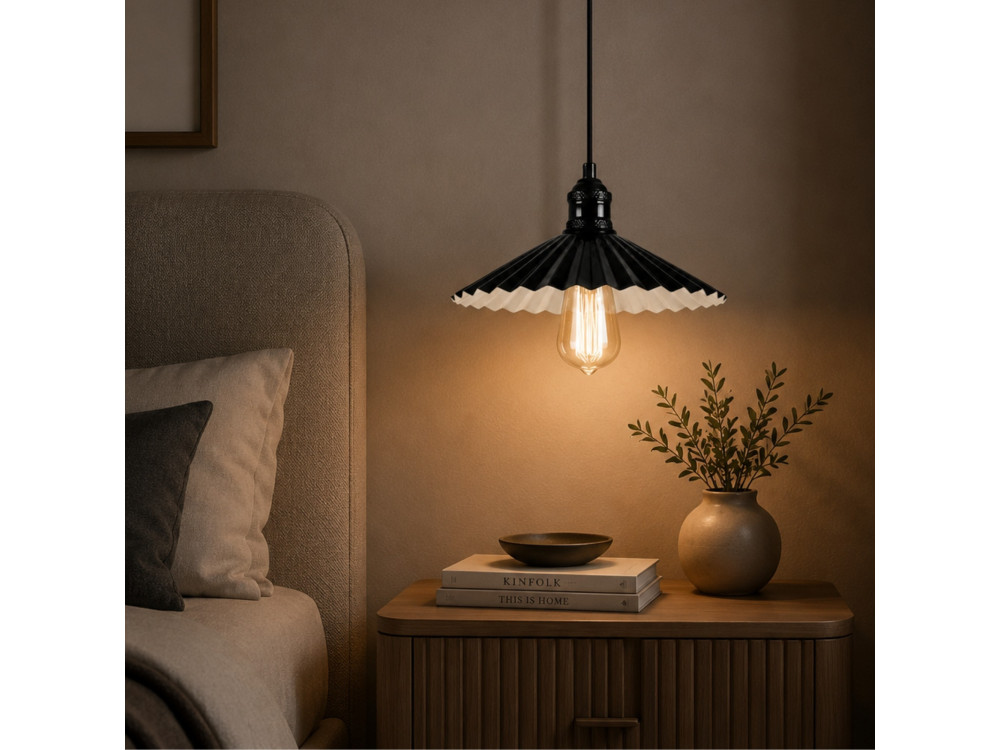 Lampada a sospensione in metallo "Plise" - 32 x 32 cm - Nero