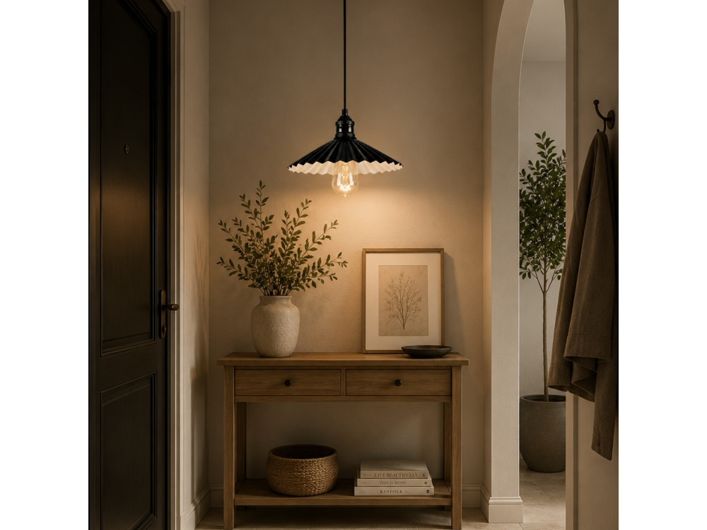 Lampada a sospensione in metallo "Plise" - 32 x 32 cm - Nero