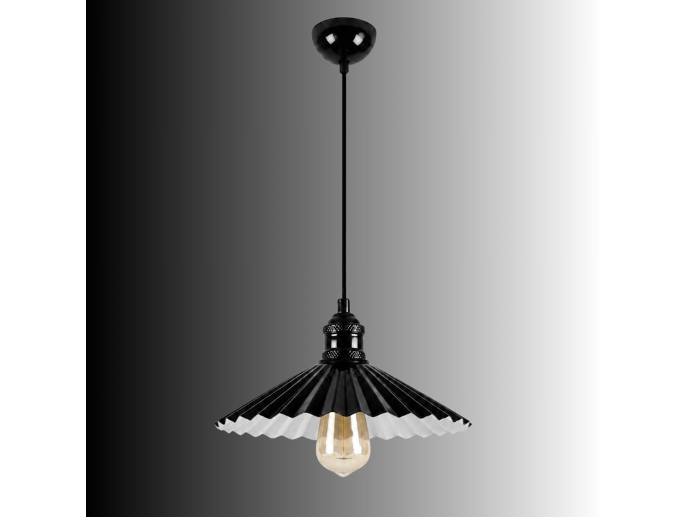 Lampada a sospensione in metallo "Plise" - 32 x 32 cm - Nero
