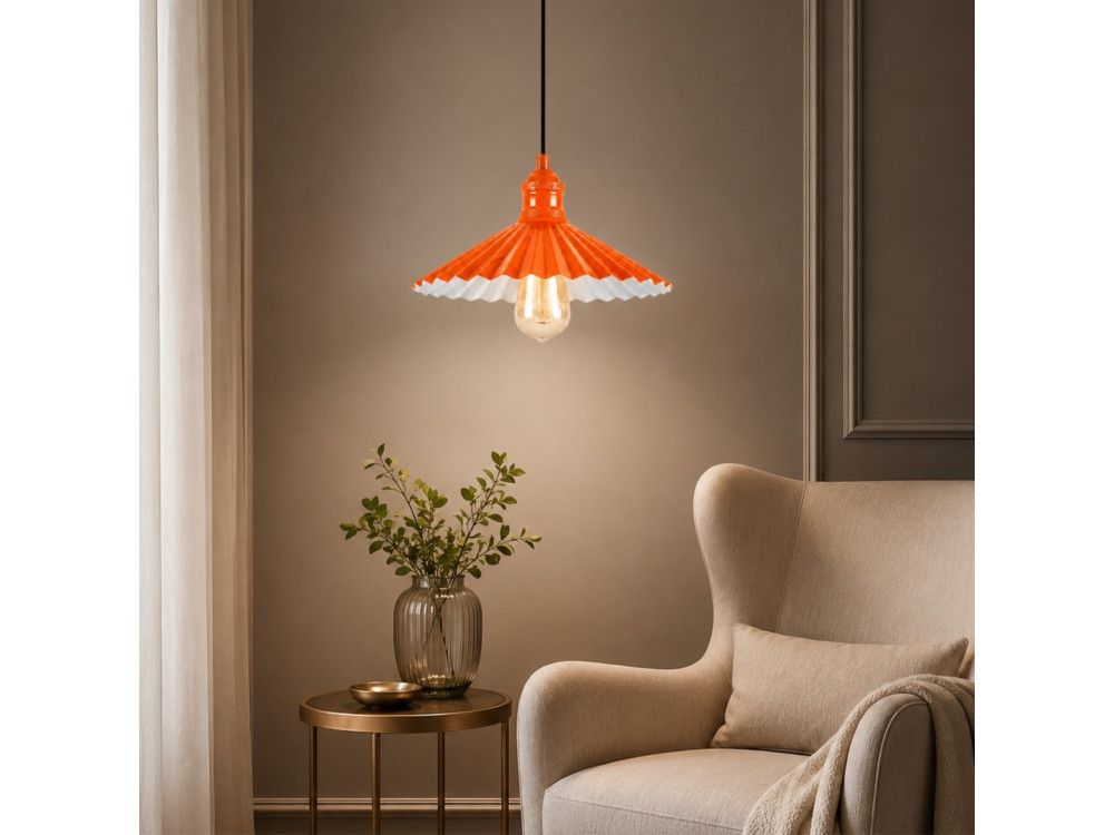 Lampada a sospensione in metallo "Plise" - 32 x 32 cm - Arancione