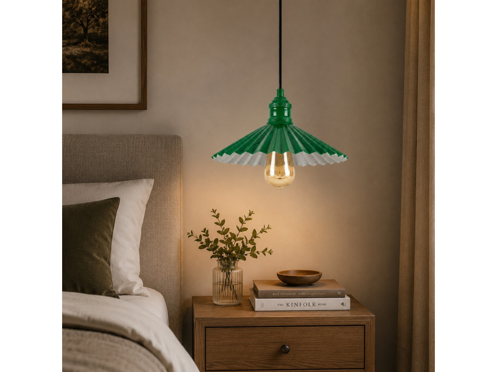 Lampada a sospensione in metallo "Plise" - 32 x 32 cm - Verde chiaro